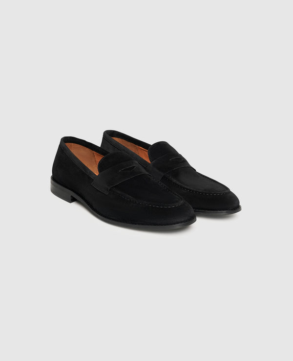 Wallace PL Herren Loafer Schwarz aus Kalbsvelours