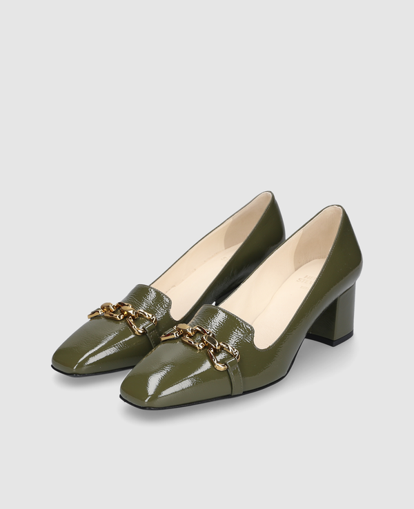 Fay P55 Damen Pumps Grün aus Lackleder