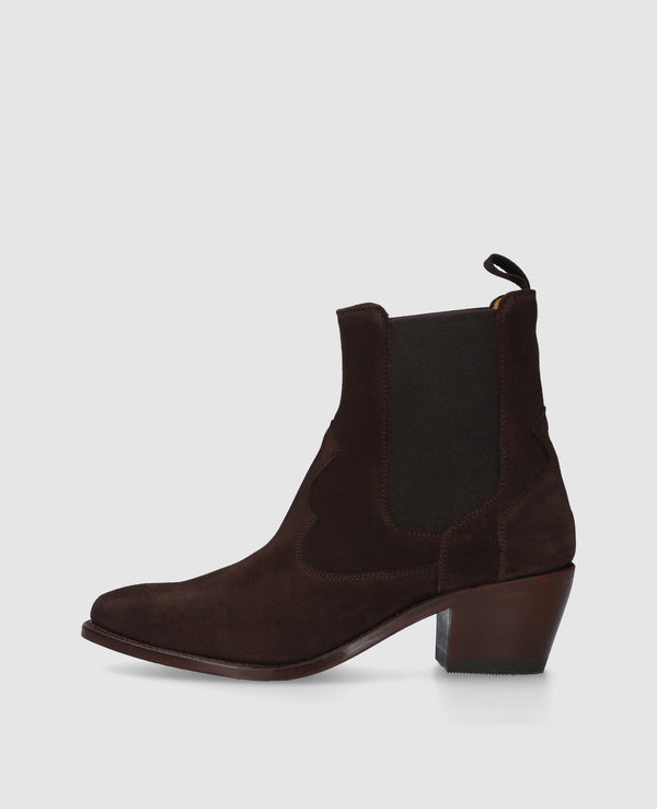 Marla WCB Damen Boot Dunkelbraun aus Kalbsvelours