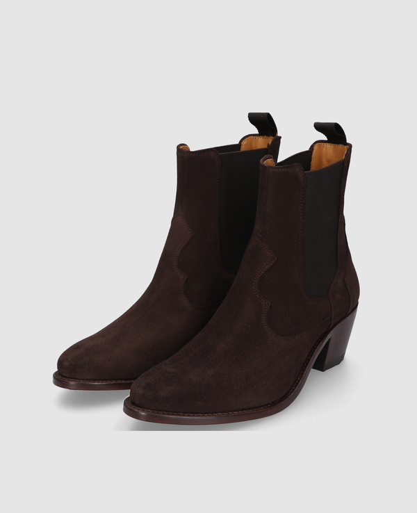 Marla WCB Damen Boot Dunkelbraun aus Kalbsvelours