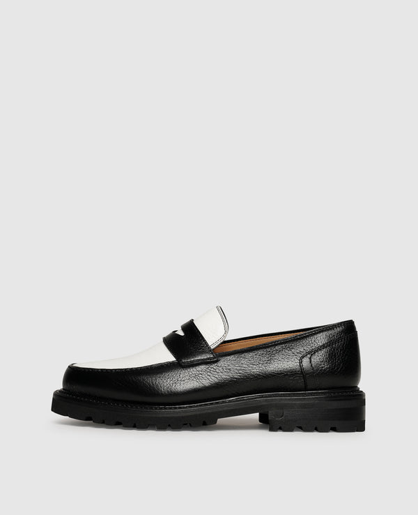 Amelia PL Damen Loafer Schwarz/Weiß aus Hirschleder