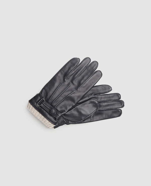 Leather gloves with cuff - Dark Blue