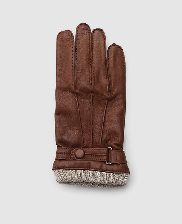 Lederhandschuhe mit Bund Herren Hellbraun